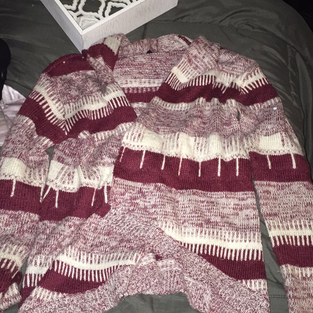 Red and White Winter Cardigan